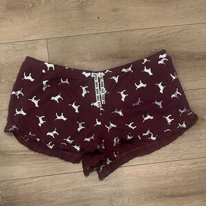 PINK Victoria's Secret Maroon Dog Print Shorts